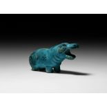 Egyptian Blue Glazed Hippopotamus Figure