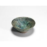 Islamic Iridescent Blue Glazed Bowl