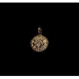 Medieval Gilt Horse Harness Pendant with Winged Horses