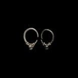 Greek Silver Hoop Earrings with Clusters