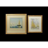 Vintage Framed Yachting Watercolour Group