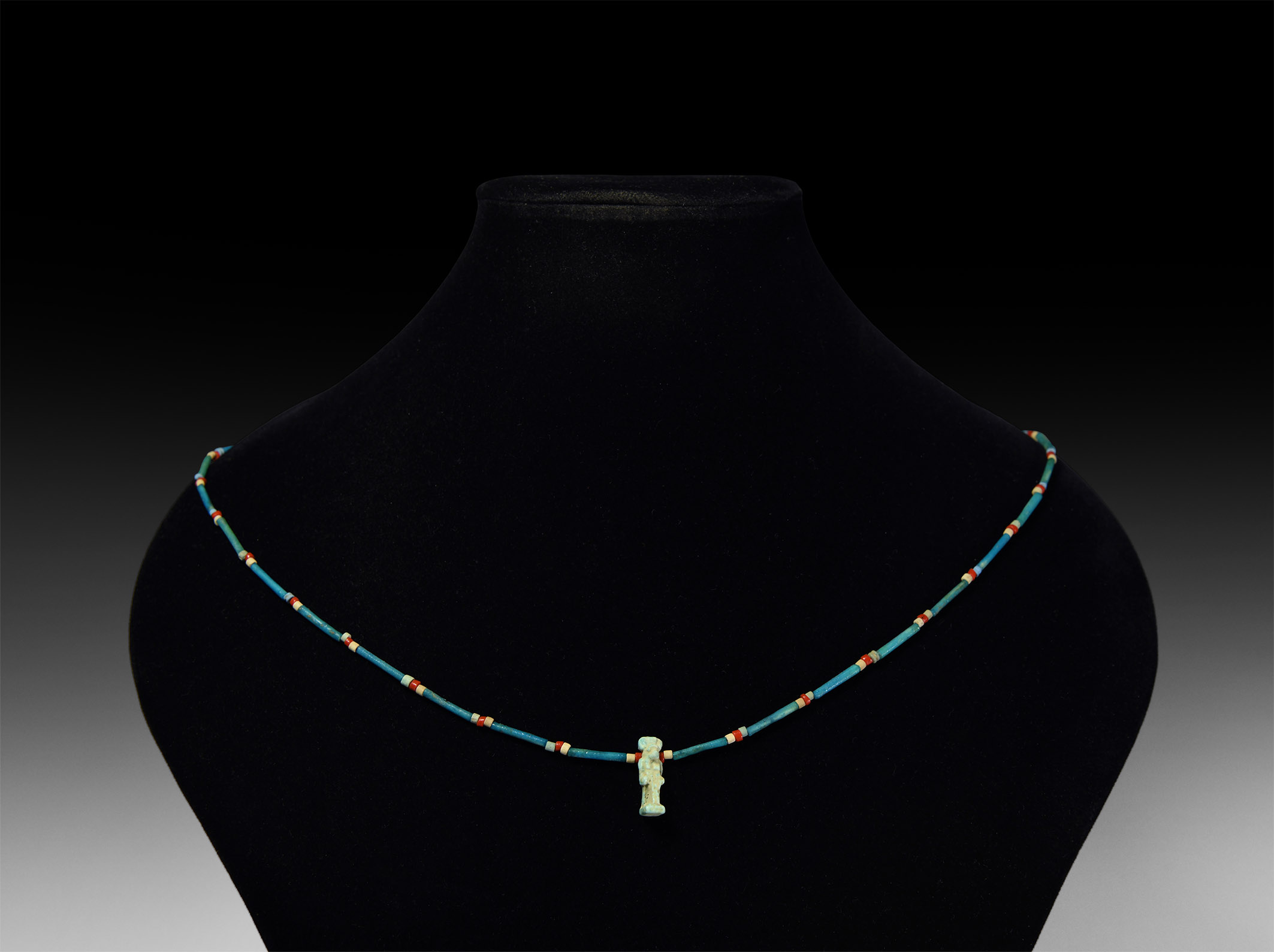 Egyptian Mummy Bead Necklace with Thoth