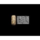 Neo-Assyrian or Neo-Babylonian Cylinder Seal with God and Monster
