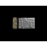 Neo-Assyrian Cylinder Seal with King and Attendant