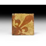 Medieval Heraldic Fleur-de-Lys Tile