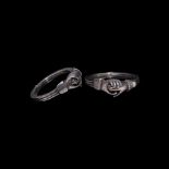 Post Medieval Silver Hands Covering Heart Puzzle Ring