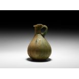 Parthian Handled Green Glass Sprinkler Flask