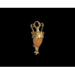 Greek Gold and Coral Pendant