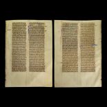 Medieval English Illuminated Latin Bible Vellum Leaf