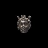 Roman Silver Face Pendant