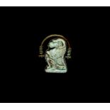 Egyptian Baboon Amulet in Swivel Ring