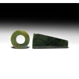 Chinese Jade Bi Disc and Blade Group