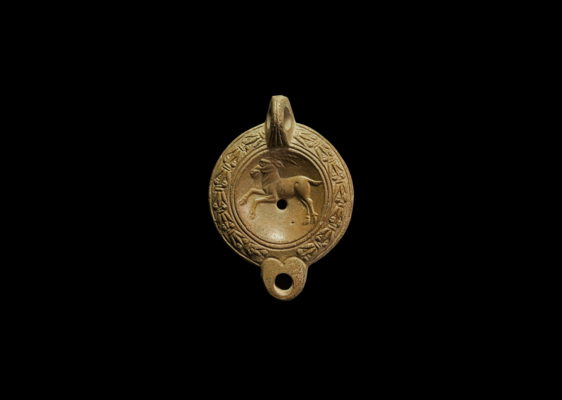 Roman Oil Lamp with Stag