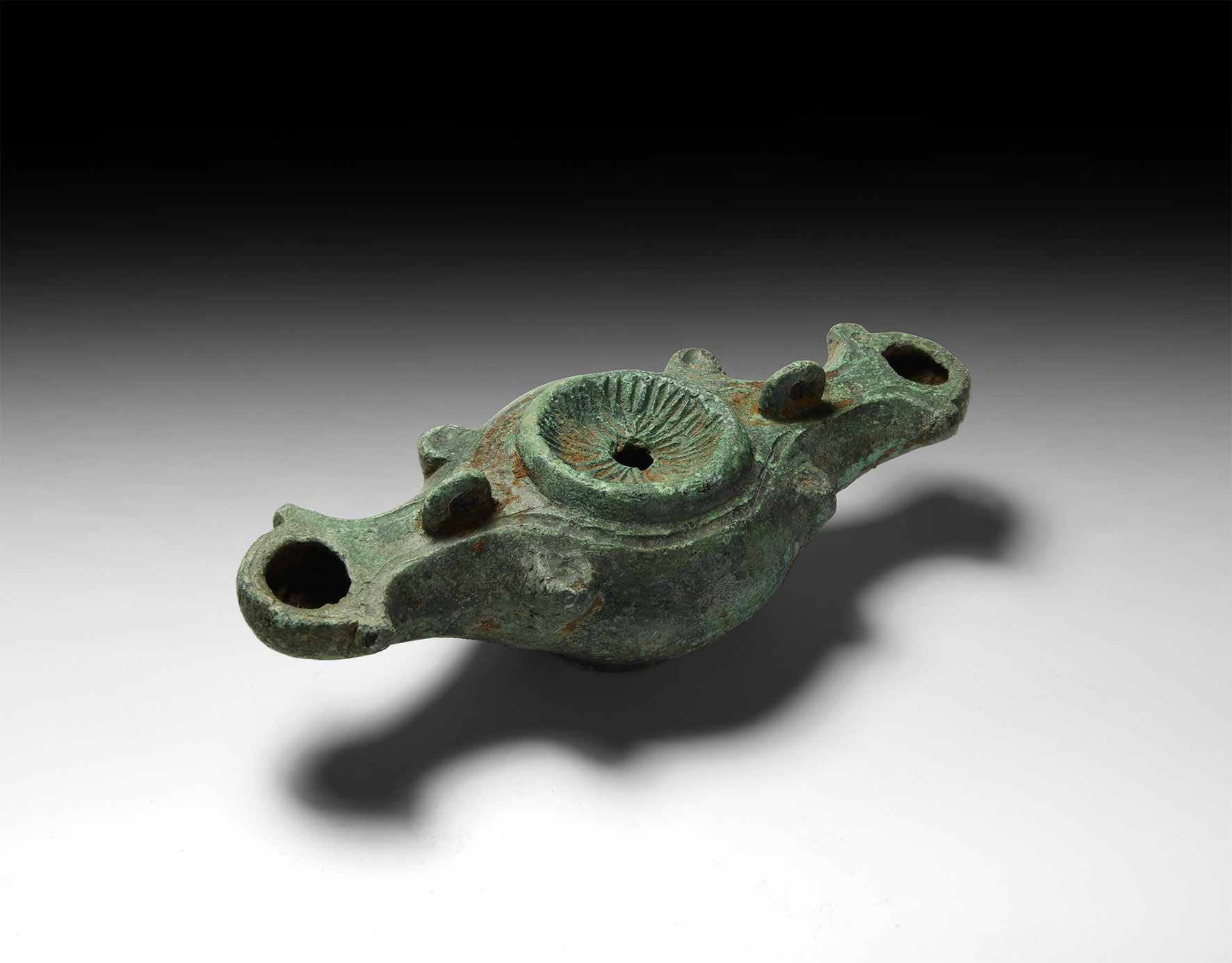 Roman Bronze Hanging Oil Lamp