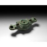 Roman Bronze Hanging Oil Lamp