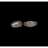 Roman Silver Ring Inscribed VTE FELI / Use It With Luck