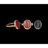 Roman Serapis Gemstone in Gold Ring