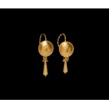 Roman Gold Earrings with Pendant Drops