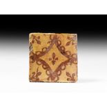 Medieval English Floor Tile with Fleurs