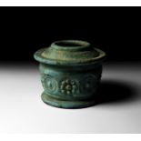 Roman Blue Decorated Pyxis