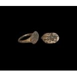 Greek Hellenistic Signet Ring with Galloping Horseman
