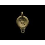 Roman Oil Lamp with Amphora and Birds