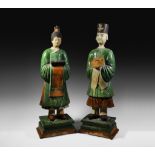 Chinese Ming Glazed Attendant Pair