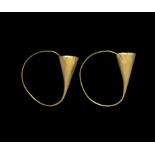 Electrum Trumpet-Shaped Earring Pair