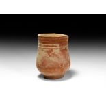 Roman Redware Beaker with Ring Decoration