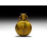 Roman Amber Glass Flask with Handles