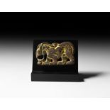 Chinese Ordos Gilt Lion Plaque