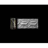 Jemdet Nasr Type Cylinder Seal with Horned Animals