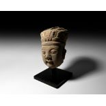 Chinese Ming Stone Head of Mu Guiying