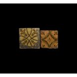 Medieval French Glazed Floor Tile Group