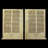 Medieval English Illuminated Latin Bible Vellum Leaf