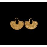 South Arabian Gold Crescent-Shaped Earring Pair