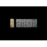 Mitanni Cylinder Seal with Nude Hero Scene