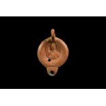 Roman Terracotta Oil Lamp with Bust of Victory