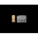 Fossil Shell Cylinder Seal with Beer Drinkers