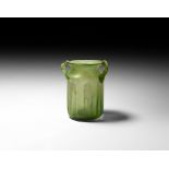 Roman Fluted Green Glass Vessel