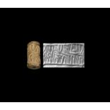 Mesopotamian Terracotta Cylinder Seal with Linear Pattern