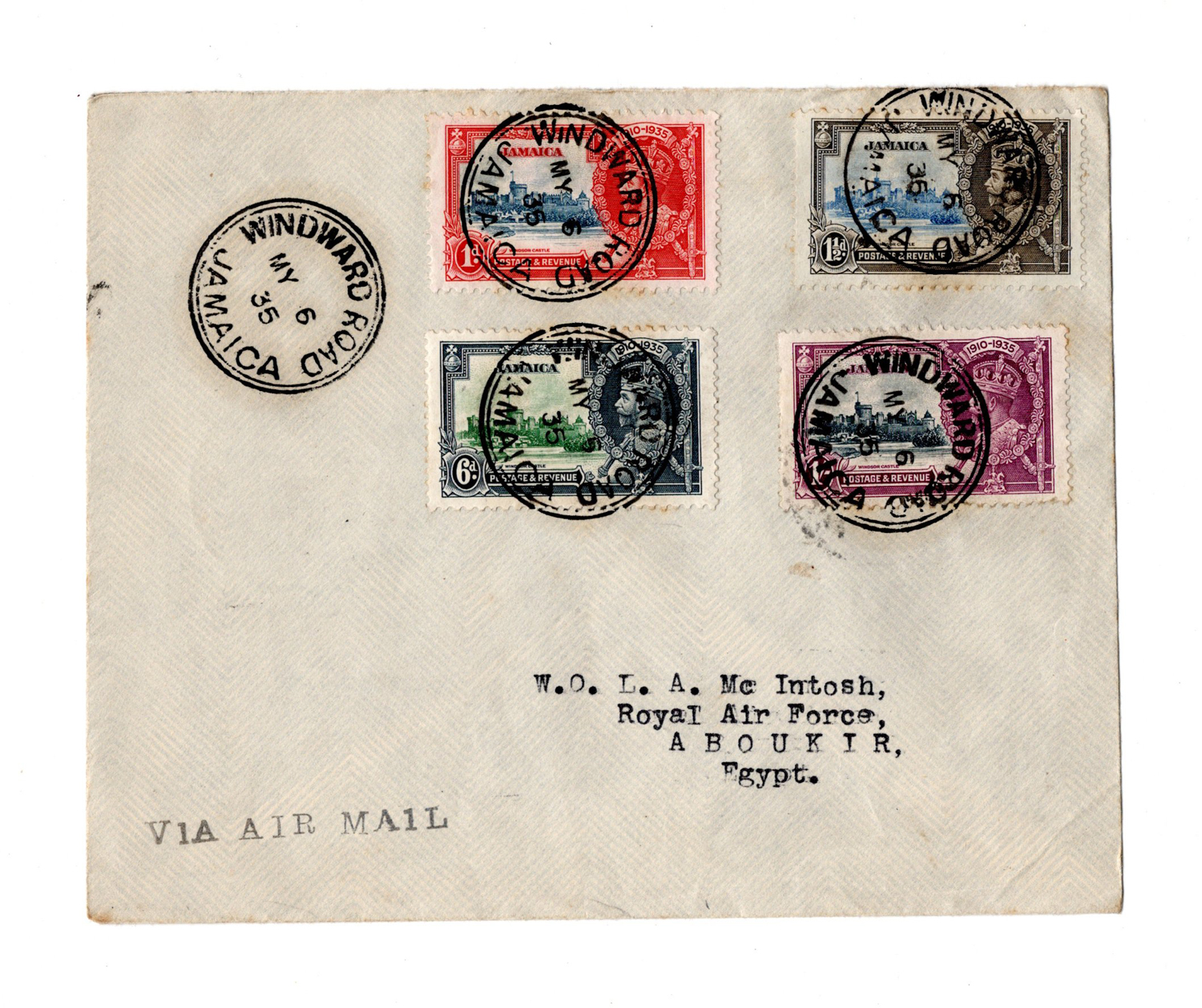 A small group of covers, including Jamaica 1935 Silver Jubilee covers, British Forces in Egypt 6 May