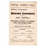 BOXING. A small group of ephemera relating to boxing, including a Royal Albert Hall Programme