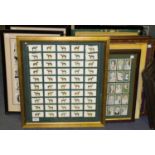 A collection of framed cigarette cards including a set of 50 Players 'Derby & Grand National