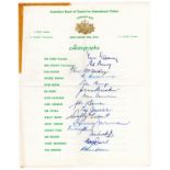 AUTOGRAPHS. A collection of eight signed cricket team sheets of touring teams, including Australia