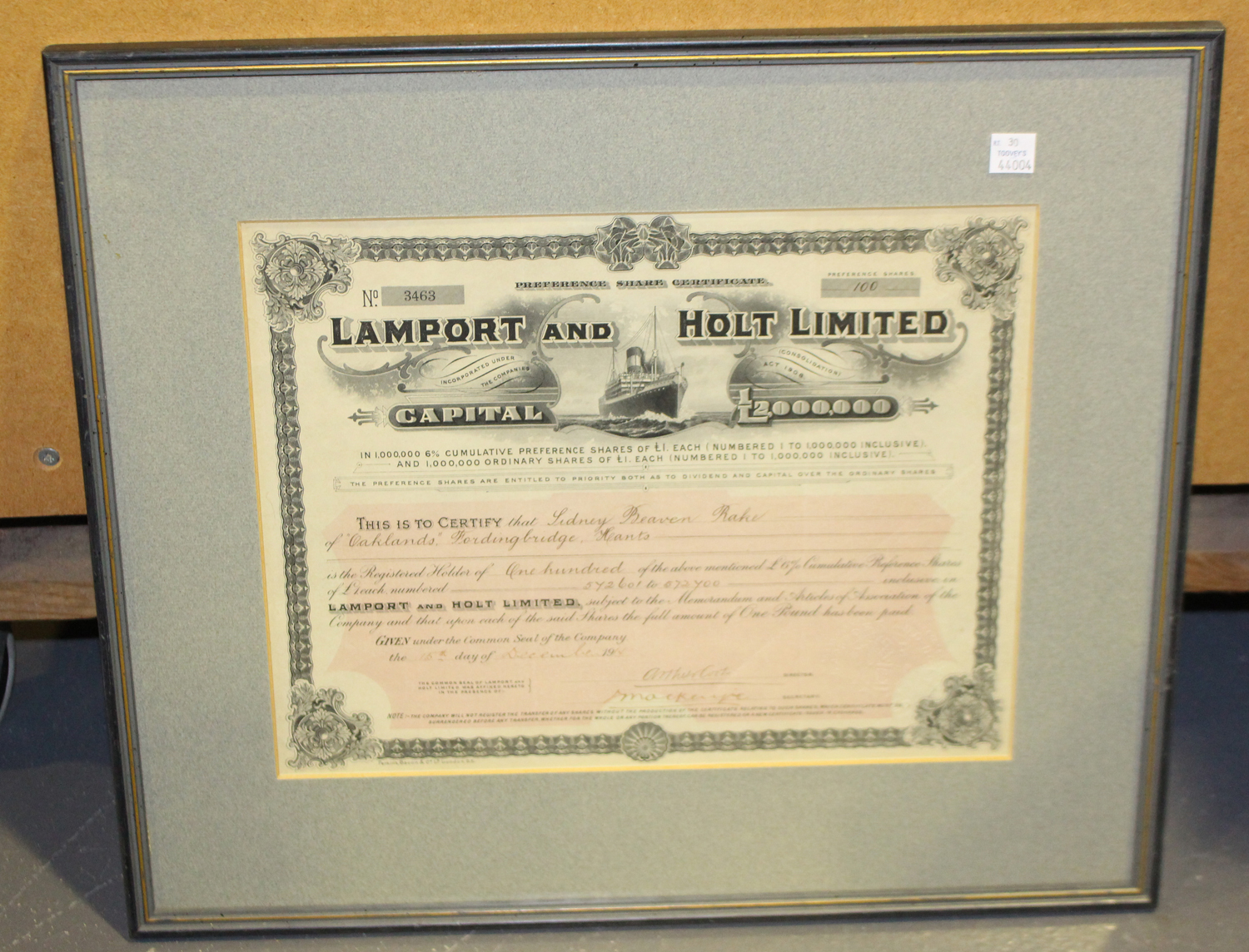 BONDS & SHARES. Two share certificates, one for Lehigh Valley Railroad Company, the other for - Image 3 of 3