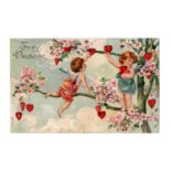 A collection of approximately 240 greetings postcards and cards, including a few embroidered