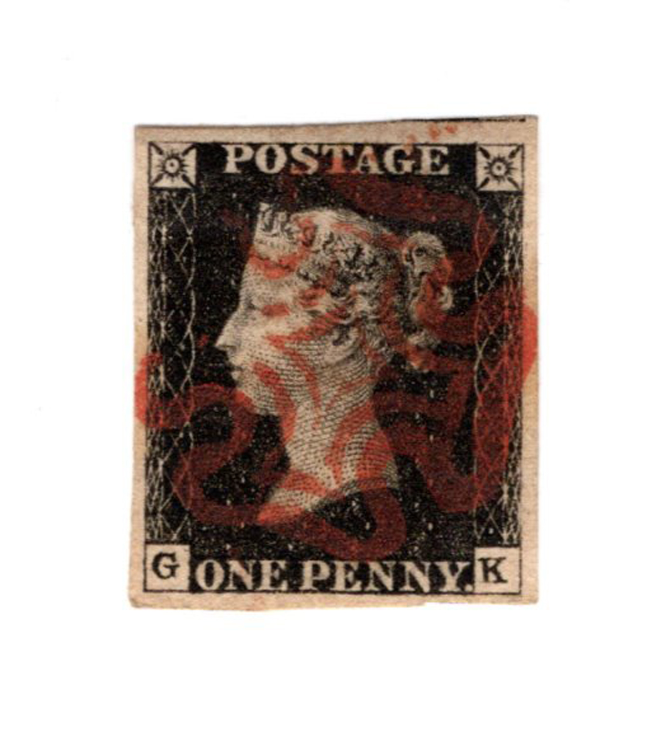 A Great Britain 1840 1d black stamp, fine used, 4 large margins red Maltese Cross.Buyer’s Premium