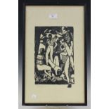 West Indian School - Fishing and Harvesting Scenes, four mid-20th century woodblocks, all
