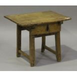 A 19th century Chinese softwood low side table, fitted with a drawer, on block legs, height 50cm,